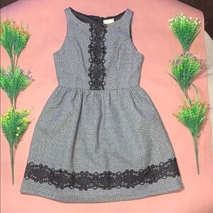 Chic Sleeveless Dress with Black Lace Accents